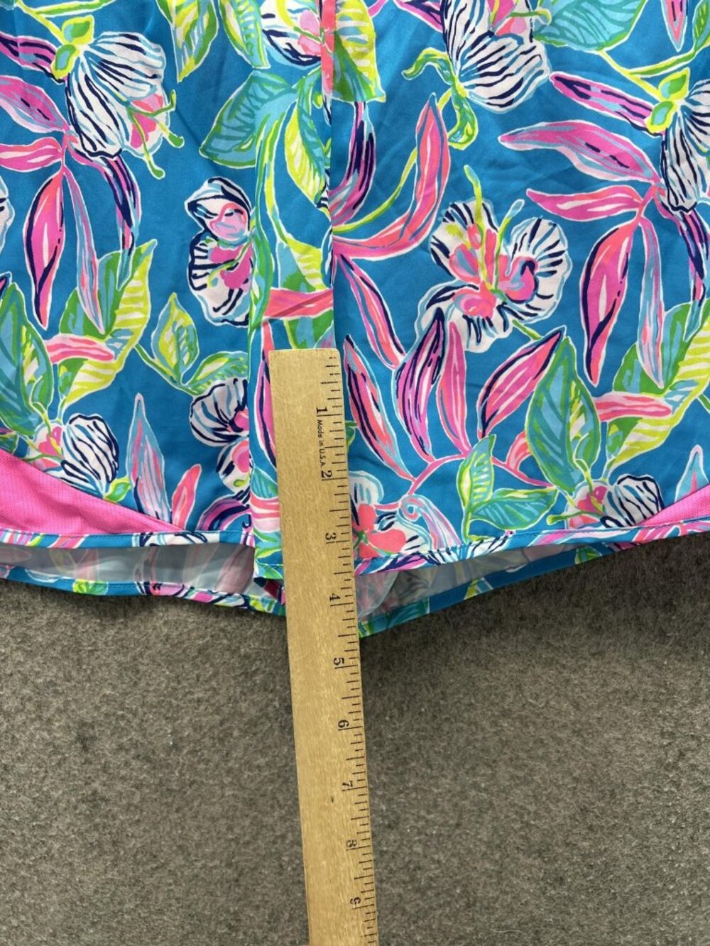Lilly Pulitzer Shorts Women Medium Blue Luxletic 3 In Running Ocean Trail Floral - Picture 2 of 12